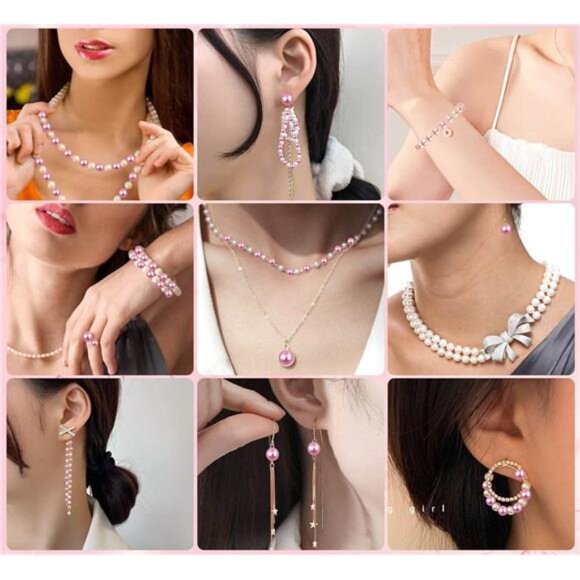 Pink Pearl Beads for Jewelry Making, 1750pcs Light Pink Pearl Craft Bead with - Picture 6 of 8